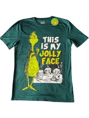 Dr. Seuss The Grinch "This Is My Jolly Face" Short Sleeve Tee - Green